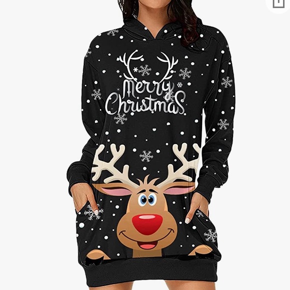 BRAND NEW NEVER WORN!  Holiday hoodie.  Thin silk like material.  Very cute!!! - Picture 1 of 6